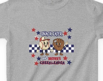 Snack Eater Tee | Cartoon Donut and Cookie, Checkered Stars Kids Shirt, Brothers Cheerleader