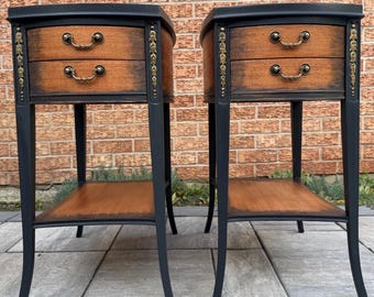 A set of Delicraft solid Mahogany wood nightstands/ side tables