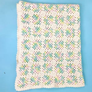 Handmade croched multi color baby blanket
