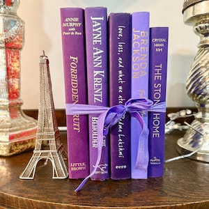 Vintage purple  Decorative Book collection, purple books, book decor, book stack, purple staging books