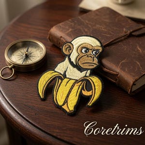 Chimpanzini Bananini Monkey Banana Italian Brainrot Meme Geborduurd strijkpatch voor rugzakken, petten en hoodies