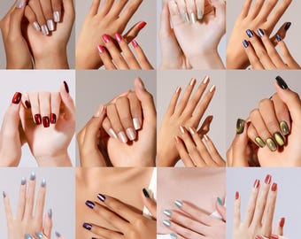 Einfarbige quadratische Presse auf den Nägeln, glänzende wiederverwendbare Acrylfingernägel