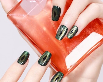 30 Stück Monster Augen Press On Nägel Drachenauge Press On Nägel - Grüne Gothic Nägel, Wiederverwendbare Nagelset, Fantasy Halloween Cosplay Maniküre