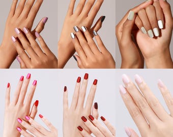 Kurze quadratische Presse auf den Nägeln Matte einfarbige Nägel Wiederverwendbare Gel Acryl Gefälschte Nägel Handgemachter Kleber auf den Nägeln Minimalistische Alltagsnägel