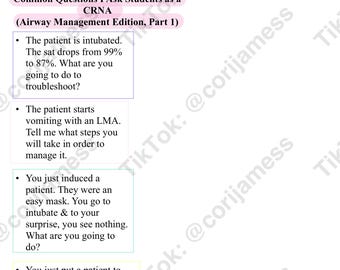 Questions I ask my CRNA students, airway management part 1
