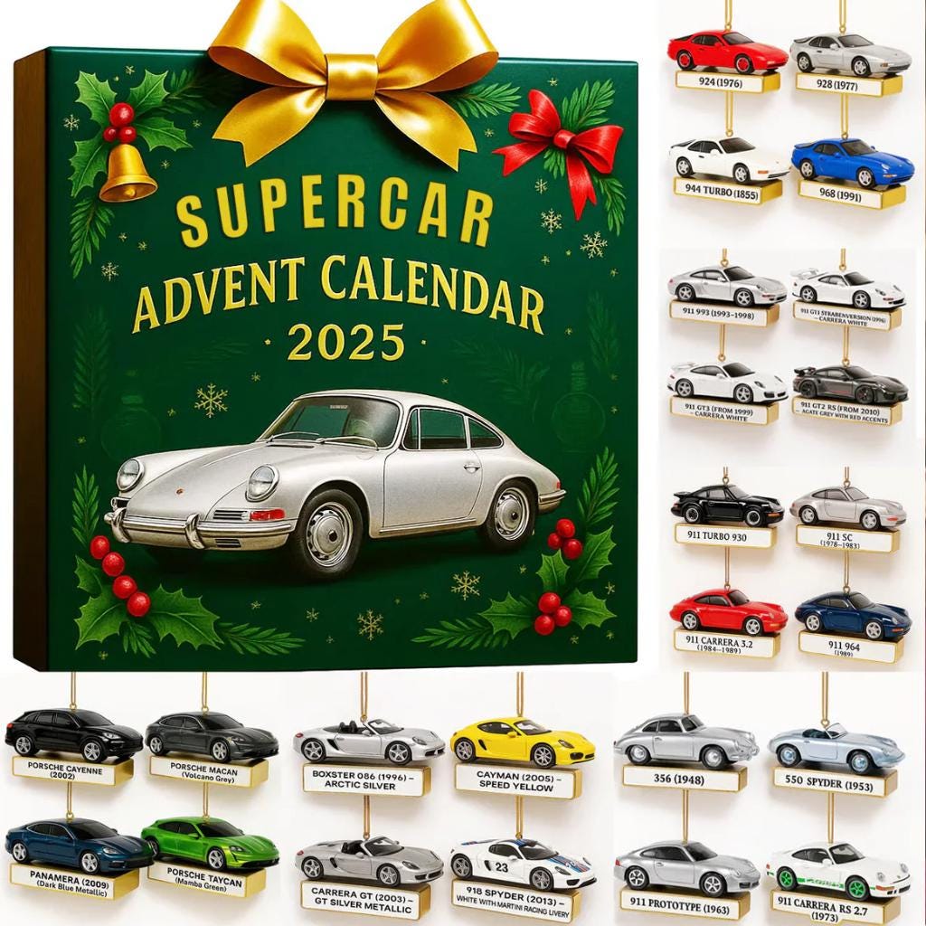 Discover Heritage Car 2D Flat Advent Calendar, Muscle Car 24 Acrylic Ornaments Advent Calendar, Automotive Christmas Countdown Gift for Car Lovers