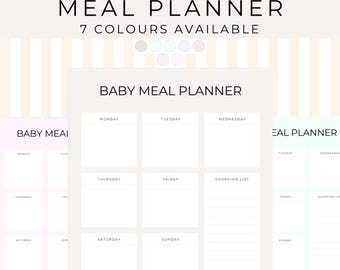 Digital baby meal planner, baby meal planner, weekly meal planner, downloadable meal planner, baby meal schedule, digital baby meal template