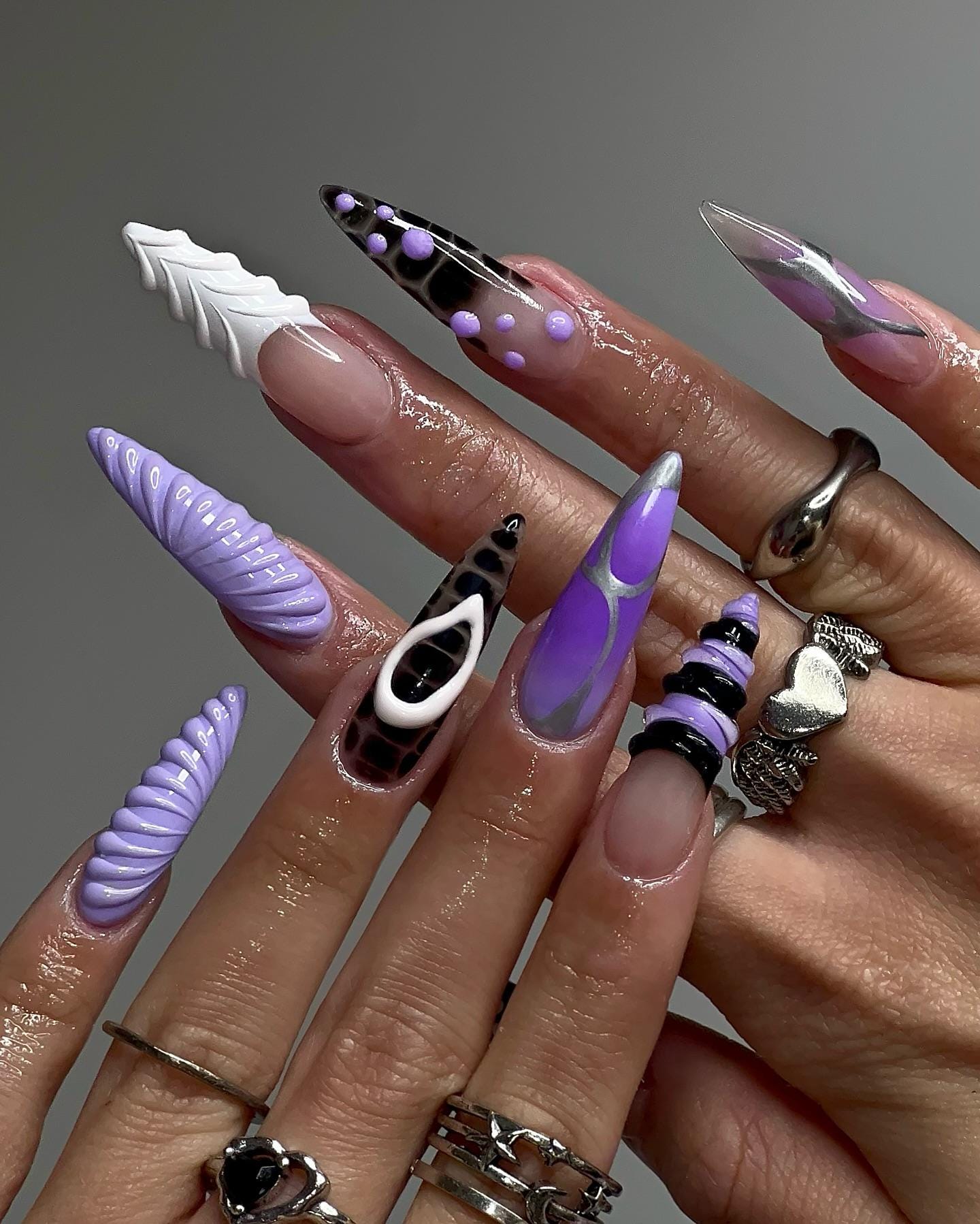 Sleek 2025 Futuristic 3D Nail Designs
