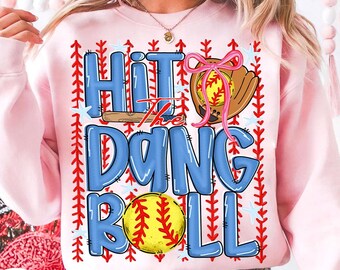 Coquette Softball Hit the Dang Ball Bow Shirt, Softball Mama Game Day Shirt, Softball Stripes Coquette Bow Shirt, Softball Sport Shirt