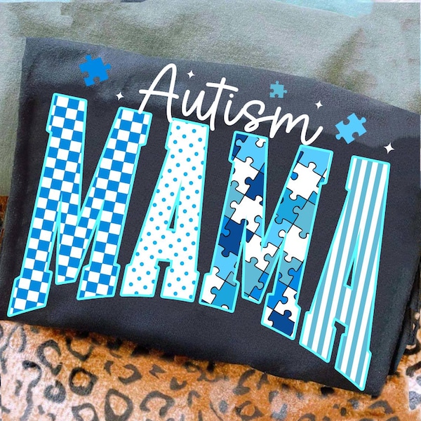 Autism Mama Shirt, We wear blue Autism Shirt, Autism Teacher Tee, Autism Checkered Dots Puzzle Shirt, Special Education, Neurodiversity