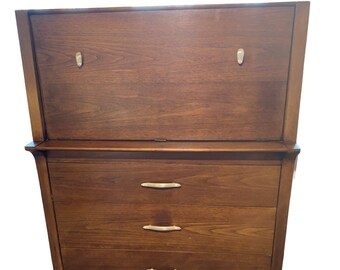 MCM Drexel Profile Drop Front Secretary Desk over Three Drawers