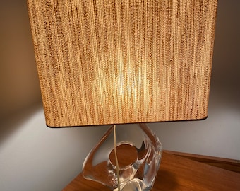 Vintage Daum Nancy Mid-century Crystal Lamp France Nice Signed Original Shade