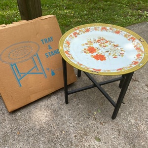 MCM Folding legs Tray Table indoor/outdoor Nice Original Box Mid-century Atomic