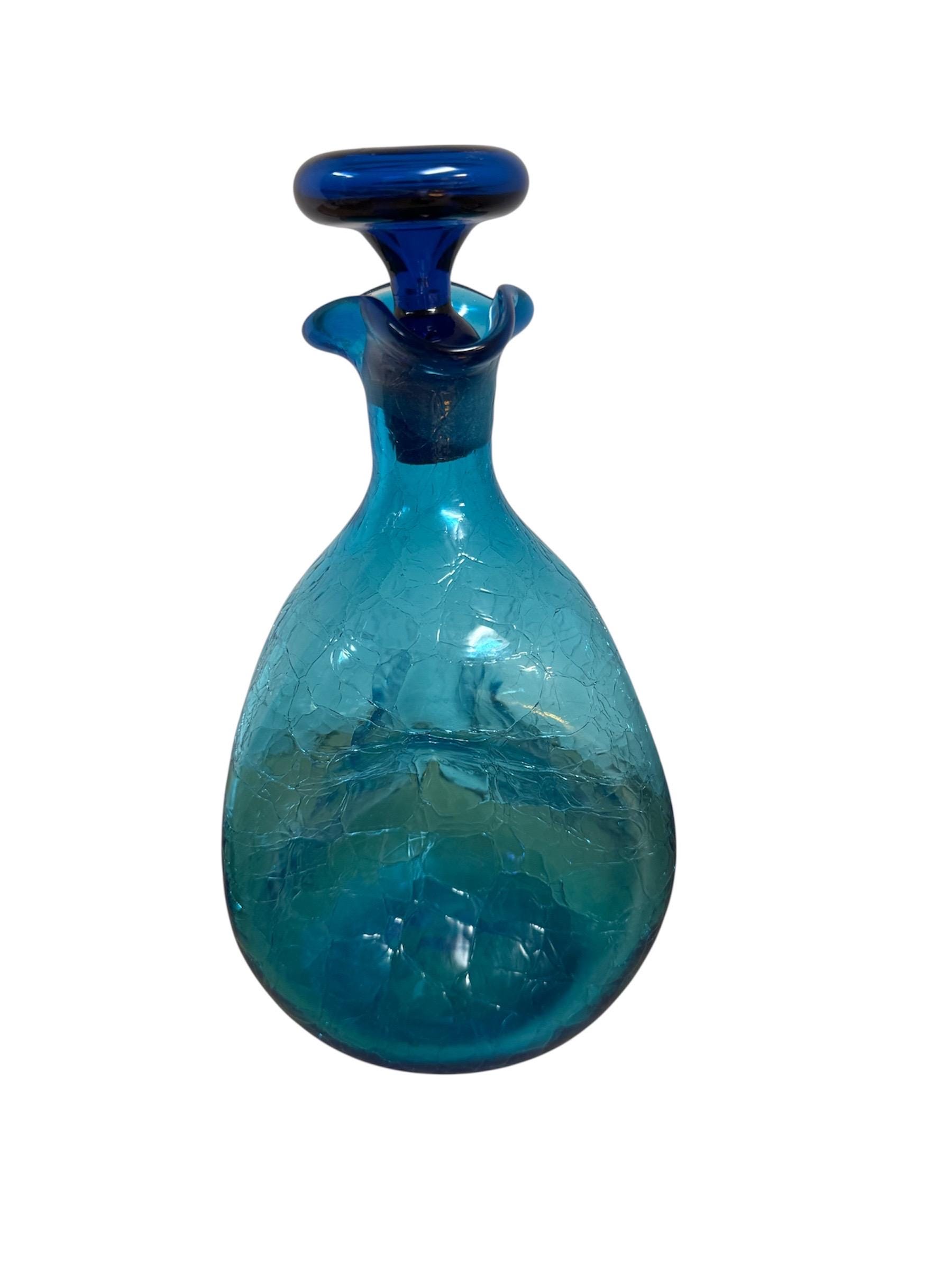 Blue Crackle Decanter - Etsy