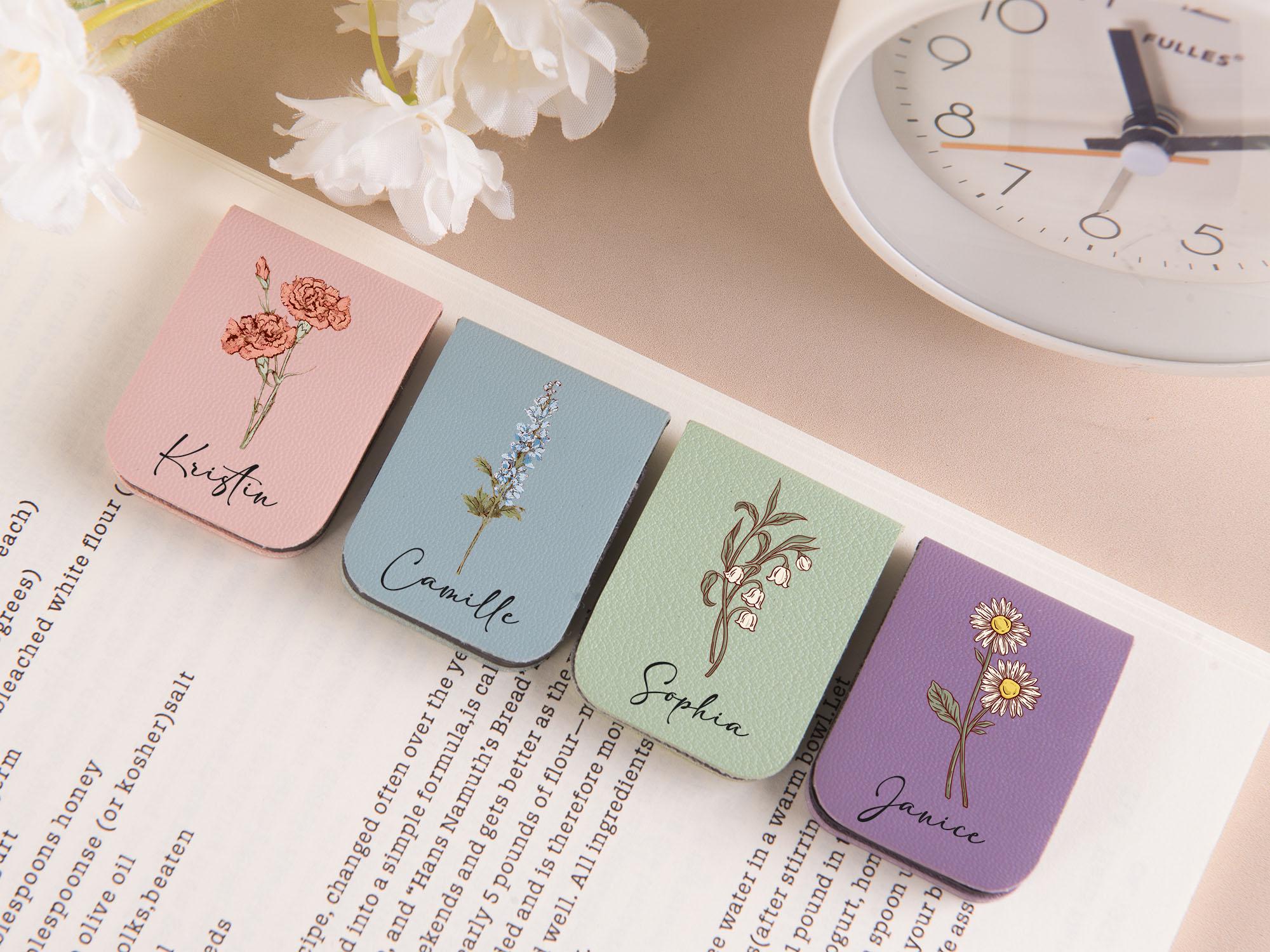 Marque-page Personnalisé En Cuir Avec Fleur De Naissance