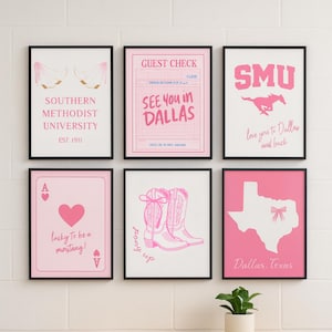 Decoração de dormitório da Southern Methodist University | Arte de parede da Pink Gallery | Arte de parede da Preppy SMU Gallery | Download digital | Arte de parede da SMU