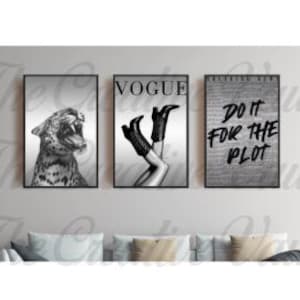 Black and White Wall Art, Modern Designer Prints, Leopard Art, Fashion and Quote Poster, Neutral Minimalist Prints, Fashion Magazine Art