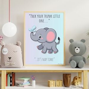 Baby Elephant Nursery Print – Safari Animal Wall Art, Gender Neutral Baby Room, Digital Download