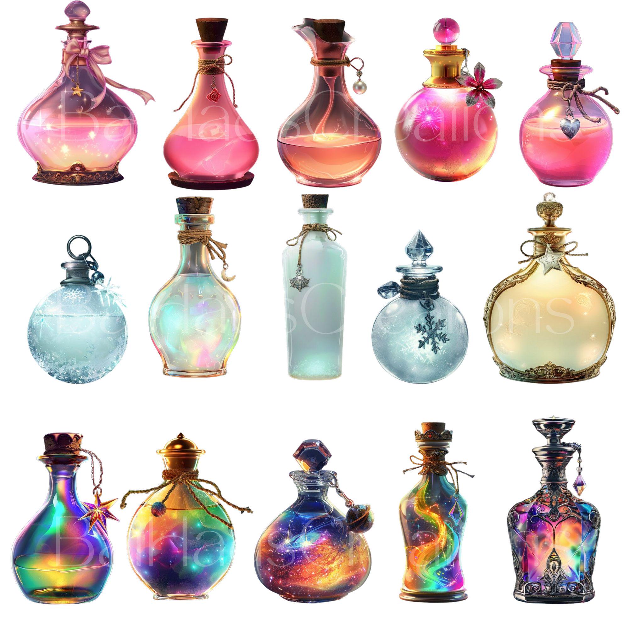 Potion & Elixir Bottles Clipart Bundle: Witchy Apothecary PNG Set ...