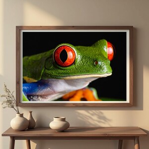 Red-Eyed Tree Frog on a Leaf – Printable Digital Photo, 300 DPI, 5 Sizes Included