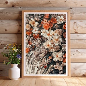 Peach and White Floral Background – Digital Download Wall Art, 300 DPI Printable in 5 Sizes
