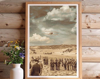 ライト兄弟の初飛行のプリント：1903年キティホーク航空写真 - Etsy 日本