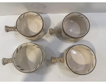 Temptations By Tara 4 Soup Bowls W Handles Old World TT4