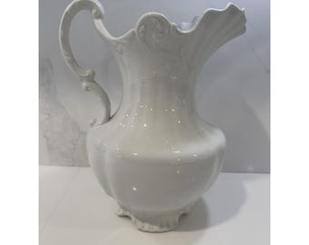 Vintage Pitcher Vase White Semi Porcelain