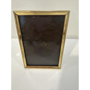 Vintage Photo Frame Gold Metal And Glass Antique From 1940s