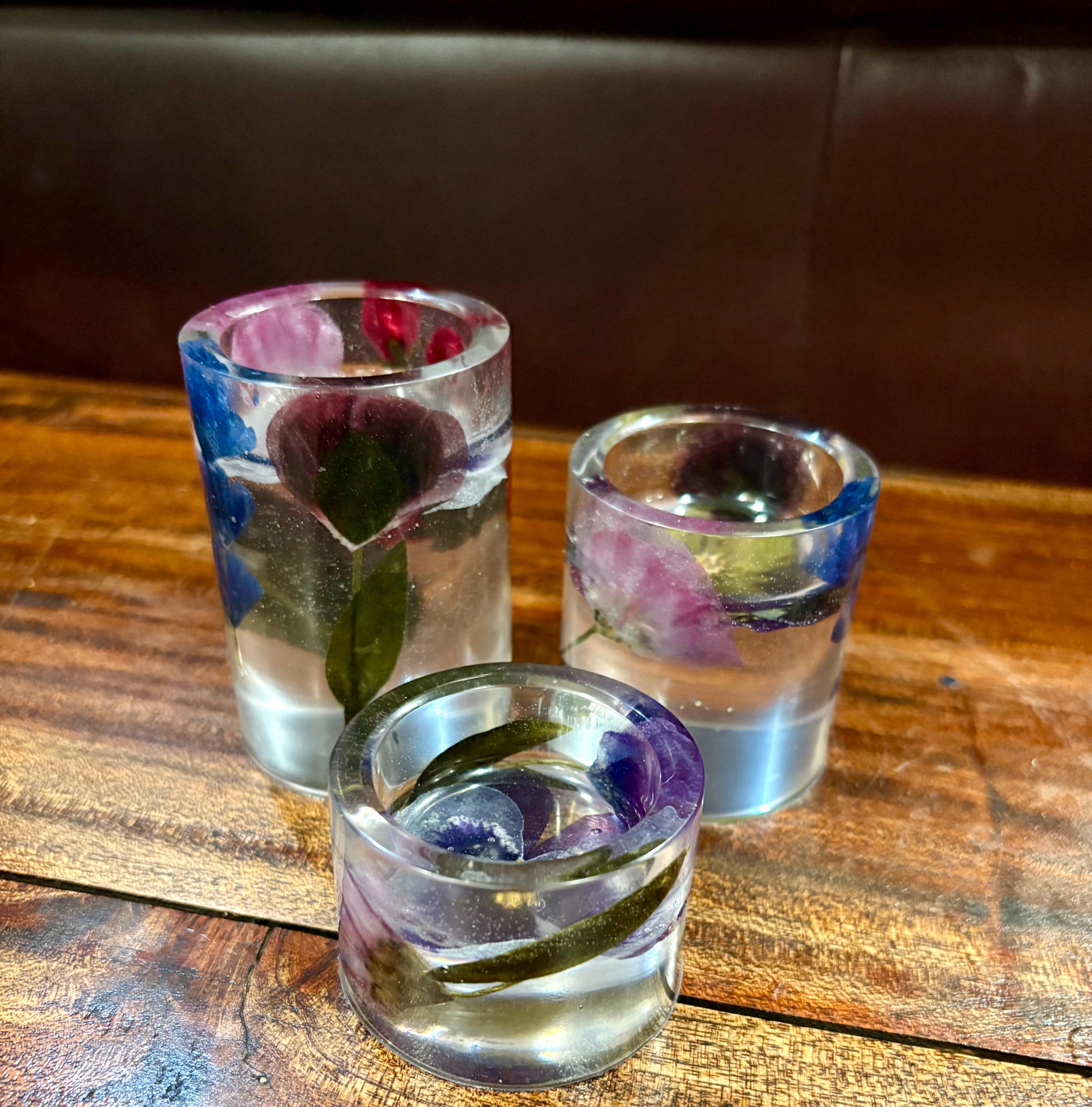 美しく手作りされた花柄の樹脂製キャンドルホルダー - Etsy 日本