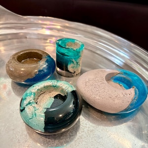 Beautifully handcrafted resin/stone candleholders