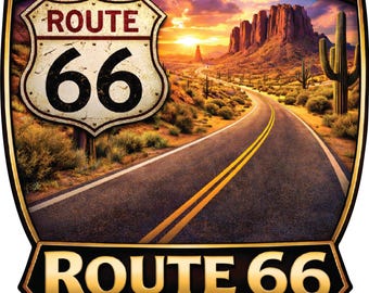 Pegatina para moto de la Ruta 66 – Sobreviví a la Ruta 66 | Calcomanía vintage de viaje por carretera | Vinilo impermeable | Regalo para moteros