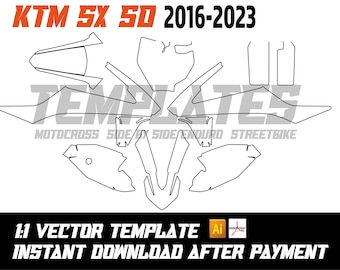 Plantilla vectorial de diseño para KTM SX 50 (2016-2023) | Gráficos de motocross SX50 (AI, PDF) | Descarga digital 1:1 Mini vintage junior senior