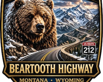 Pegatina para moto de la autopista Beartooth: Sobreviví al paso de Beartooth | Calcomanía panorámica de montaña | Vinilo impermeable | Regalo para motociclistas
