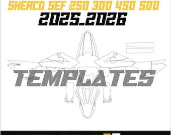 Plantilla gráfica Sherco Sx SEF 2025-2026 | SE125 SE250 SE300 SEF250 SEF300 SEF450 Enduro Wrap Vector Mx Dirt Bike Skin AI PDF