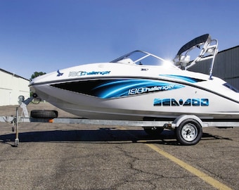 Kit de vinilos gráficos para SeaDoo Challenger 180 | Calcomanías de repuesto para casco de barco Sea-Doo | Kit de vinilos para motos acuáticas | Pegatinas para motos acuáticas Racing Design