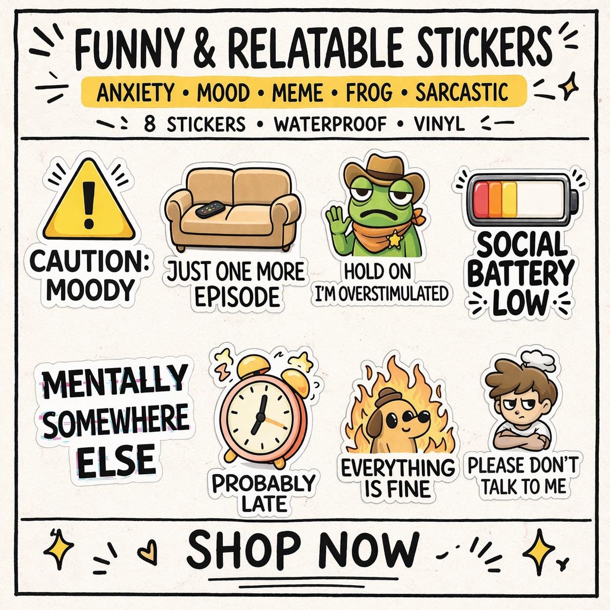 Funny Frog Stickers, Anxiety Meme Frog, Cowboy Frog Sticker ...