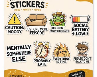 Pegatinas divertidas de ranas, meme de la ansiedad con ranas, pegatina de rana vaquera, humor sobreestimulado, pegatina para portátil o botella de agua con la que te sentirás identificado