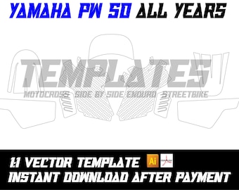 Plantilla Yamaha PW50 Todos los años Plantilla gráfica PW 50 Plantilla de vinilo vectorial Yamaha PW50 Skin Motocross MX Dirt Bike AI PDF