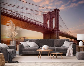 Peel stick wallpaper Brooklyn Bridge New York CITY wall mural removable self adhesive wall art decor living room bedroom accent wall 1494