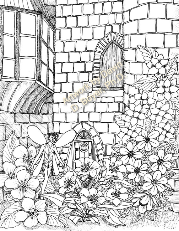 fairy houses and fairy doors vol 3 and 4  individual coloring pages from  print books 5 drawings per set 61  65