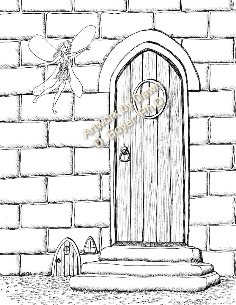 Fairy Houses and Fairy Doors Vol 3 and 4 Individual Coloring Pages From Print Books 5 Drawings ...