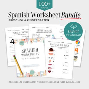 Spanish Worksheet Bundle – Preschool & Kindergarten Homeschool Activities | Classroom Printables Digital Download