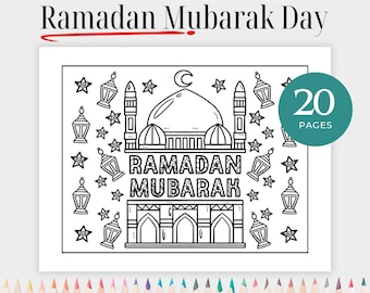 Ramadan Mubarak Coloring Pages for Kids | 20 Islamic Printable Activities | Eid & Ramadan Digital Download | Muslim Holiday Craft