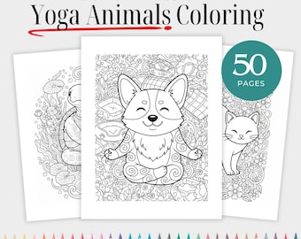 50 Yoga Tiere Malvorlagen | Ausdruckbare Mindfulness Sheets für Kinder & Erwachsene | Digitaler Download | Entspannende Tier Yoga Art