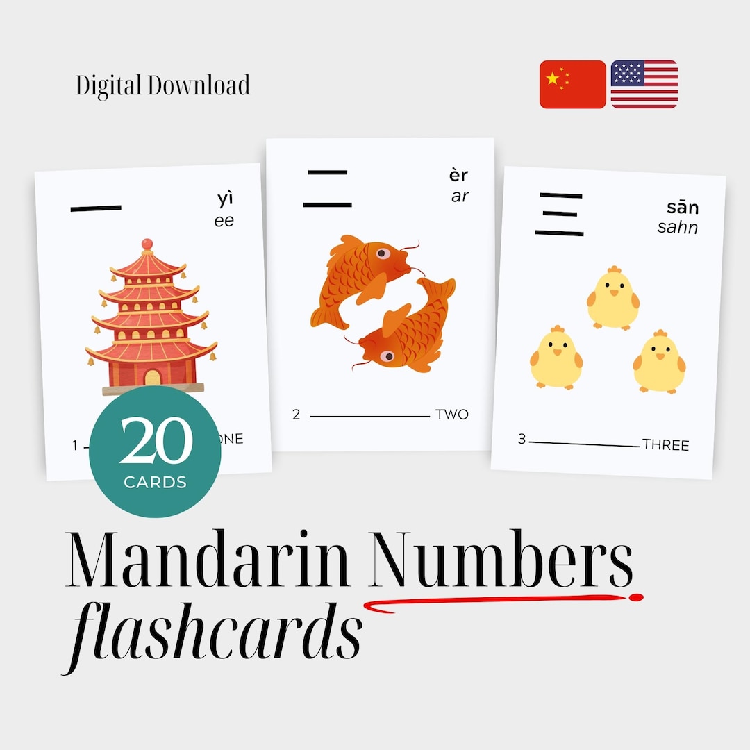 Mandarin Numbers 1-20 Flashcards With English Translations – Bilingual ...