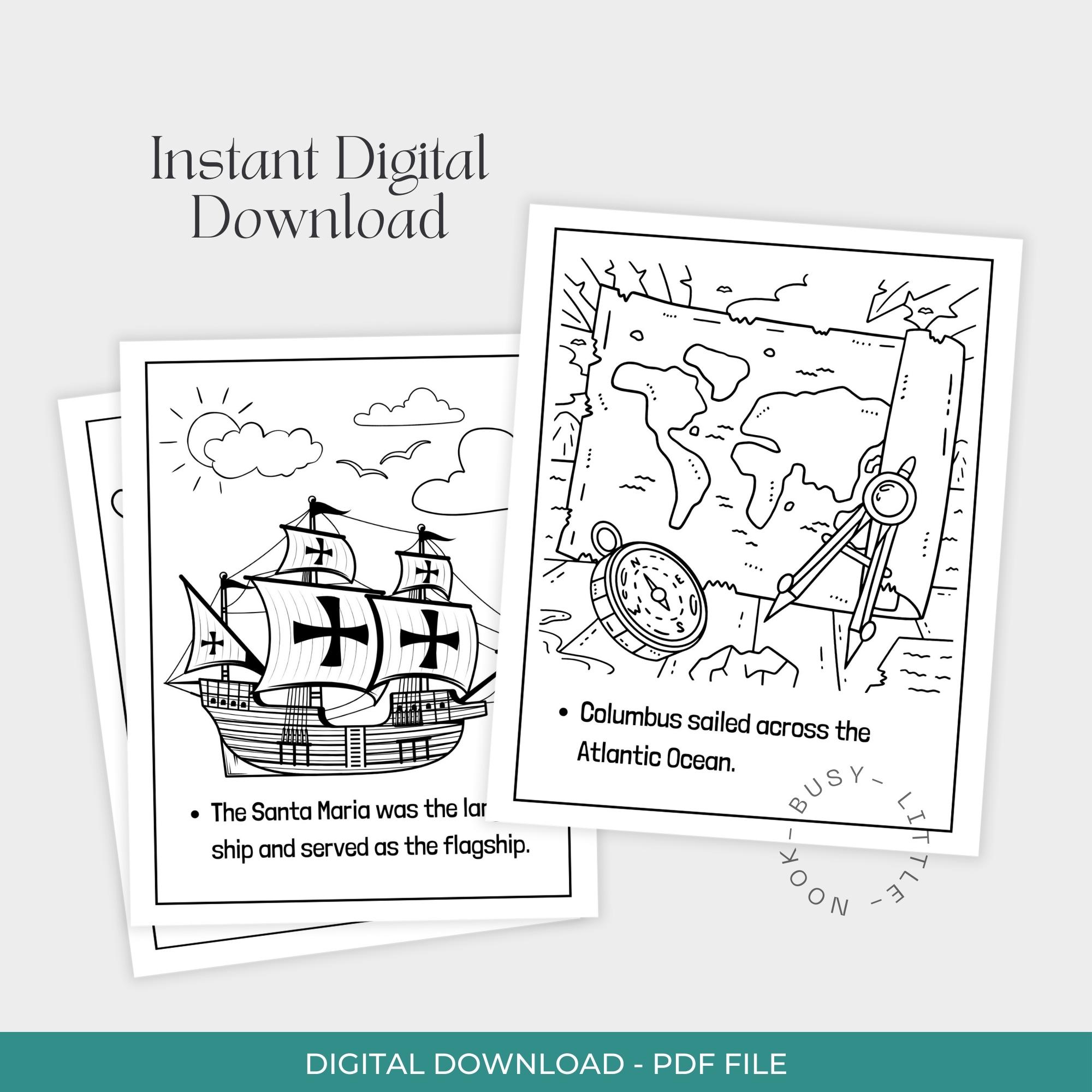 Columbus Day Coloring Pages With Fun Facts | 15 Printable Educational ...