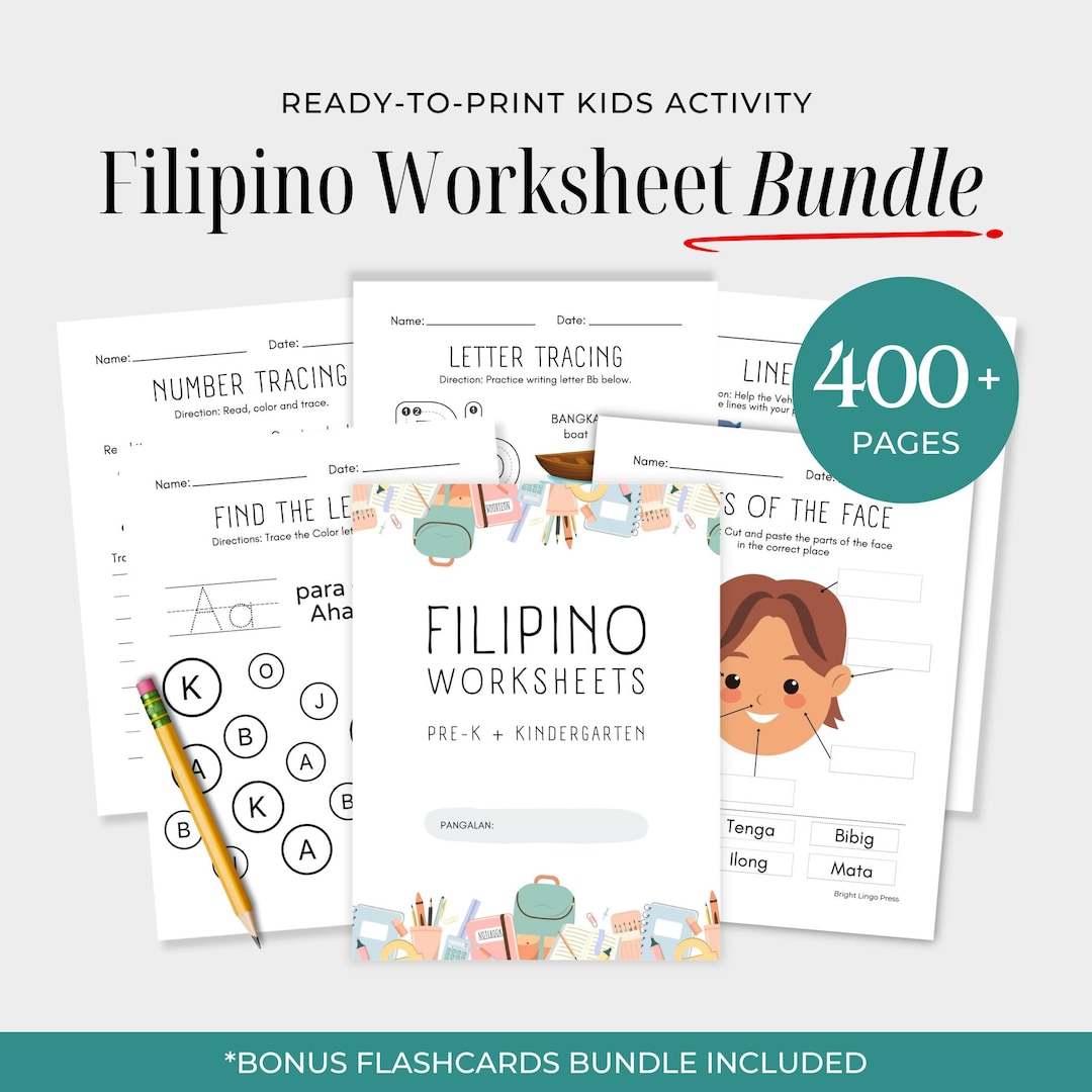 Filipino Worksheet Bundle – 400+ Pages Preschool & Kindergarten ...