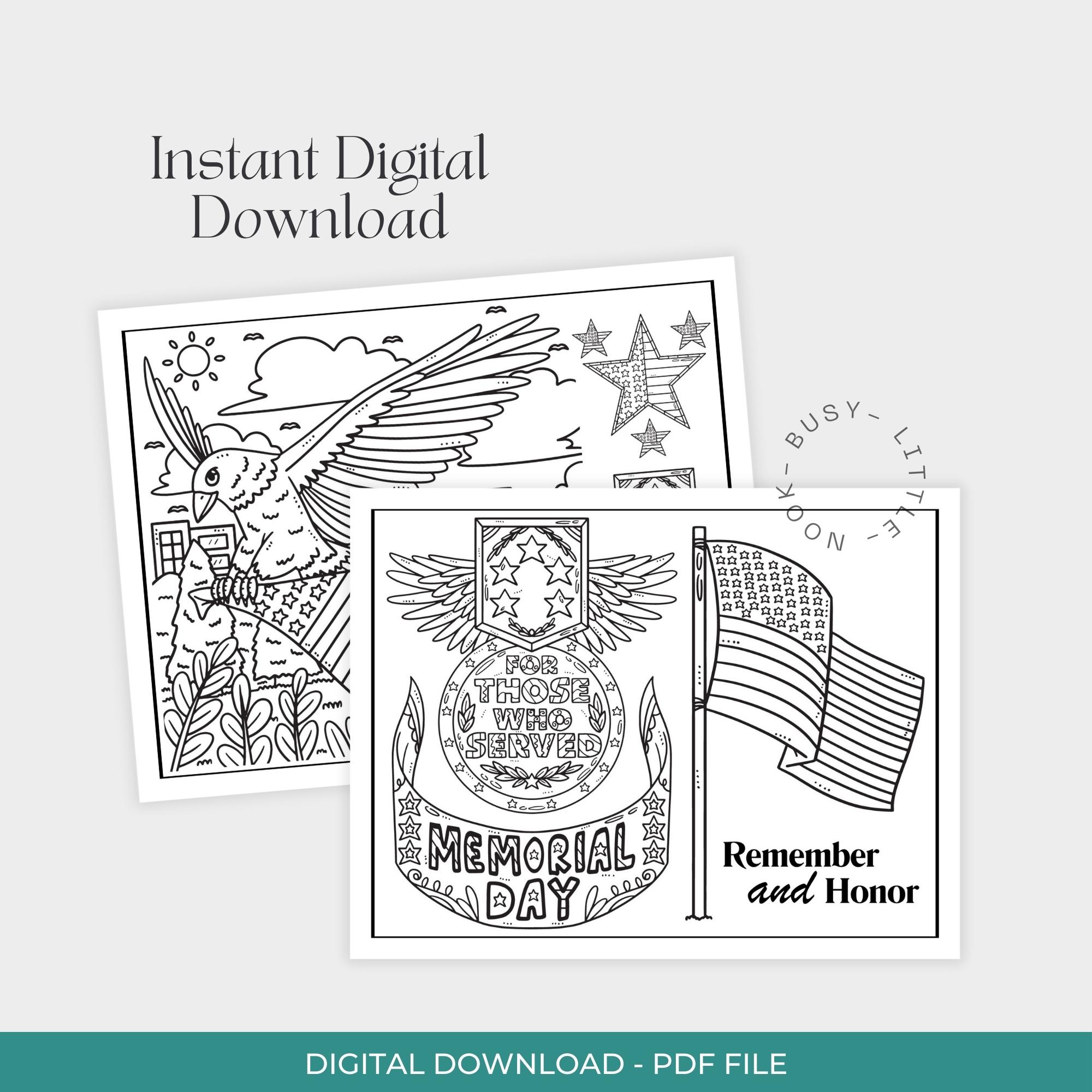 Memorial Day Coloring Pages for Kids - 10 Patriotic Printable Sheets ...