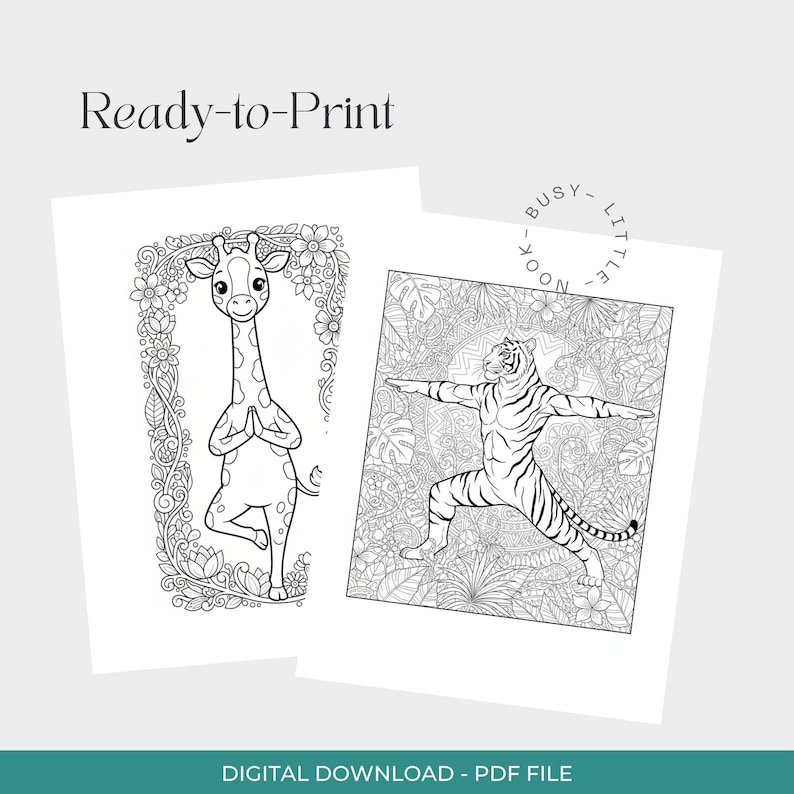 50 Yoga Animals Coloring Pages | Printable Mindfulness Sheets for Kids ...